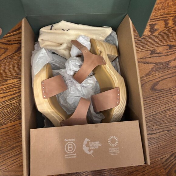 NISOLO leather All-day Open Toe Clog Anthropologie desert rose size 7 New In Box - Picture 2 of 9